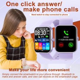 PTHTECHUS Smart Fitness Tracker Watch for Girls Boys, 1.83" HD Kids Cute Smartwatch with 37 Sports Modes Pedometer Activity Phone Calls Siri App Notifications Music Sleep Clock for Teenager