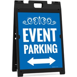 Event Parking With Bidirectional Arrow Sidewalk Sign Kit, 18x24 Inches, With A Frame Stand, Made in USA