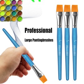 Himmlfel Flat Paint Brush Set, 3 Pcs 1 Inch Acrylic Painting Brushes For Acrylic, Watercolor,Gouache,Oil,Face Painting, Professional Large Pantingbrushes for Artists and Beginners