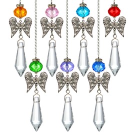 7pcs Crystal Guardian Angel Suncatcher Hanging Glass Chandelier Drops Icicle Prisms Pendants