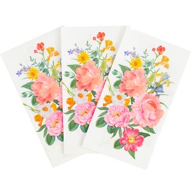 100 servilletas florales para invitados de 3 capas, desechables, servilletas de cena de flores florales, toallas de mano decorativas para baño, vacaciones, boda, baby shower, fiesta de cumpleaños