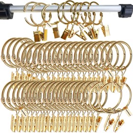 Lsgoodcare 40 Pcs Gold 32mm Opening Curtain Clips with Rings Strong Metal Decorative Curtain Clips Rustproof Curtain Opening Clip Rings
