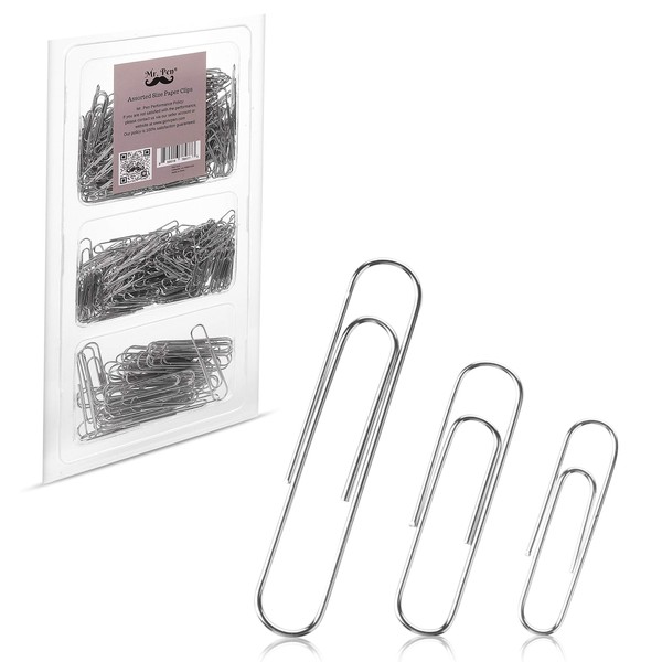 Mr. Pen- Paper Clips, 450 Pack, Silver, Paper Clips Assorted Sizes, Paperclips, Paper Clip, Large Paper Clips, Clips for Paperwork, Small Paper Clips, Big Paper Clips, Paper Clip Assortment, Clip