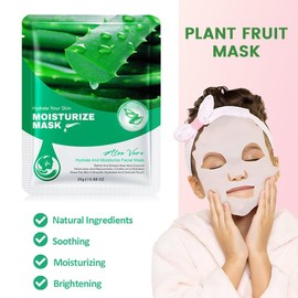 Kaely 10 Pack Aloe Vera Sheet Masks, Spa Party Face Masks for Kids Women Men Skincare Set, Facial Masks Beauty with Natural Ingredients, Moisturize Soothe for All Skin Types, Christmas Gifts, Set05