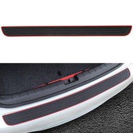 Car Rear Bumper Protector Guard, Universal Rubber Scratch-Resistant Trunk Door Sill Protector, Scratch-Resistant Boot Sill Protector Car Exterior Accessories for Most Cars and SUV (Black red)
