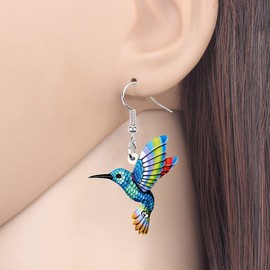 BAMAY Acrylic Novelty Hummingbird Earrings Birds Hanging Dangle Fashion Jewellery for Women Girls Summer Charms Gifts Decoration, Acrylic, No Gemstone