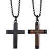 Flongo Men's Wooden Cross Necklace: Wooden Cross Pendant Necklace Black