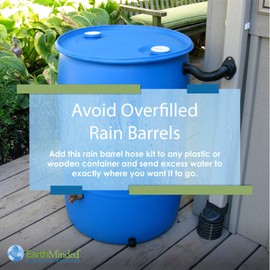 EarthMinded Rain Barrel Overflow Kit - Divert Water Away from Full Rain Barrels and Your Home - This Rain Barrel Link Kit Extends to 5 Feet and Forms Bends and Elbows - Easy Install in Minutes