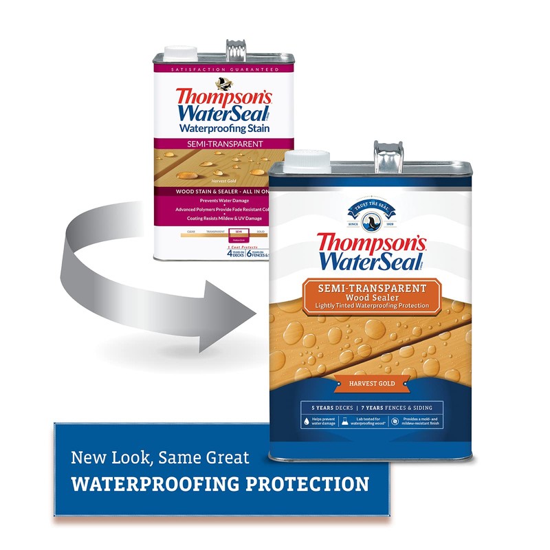 Thompson’s WaterSeal Semi-Transparent Waterproofing Wood Stain and Sealer, Harvest Gold,
