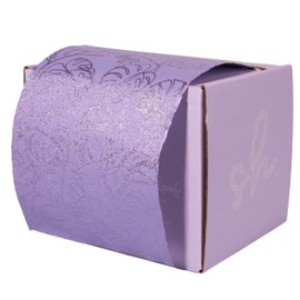 Extra Wide Hair Foil, Hairdressing Foil For Highlighting and Balayage, 12.7cm width hair foil roll with built in cutter. Embossed Foil with Lilac Leaf Design