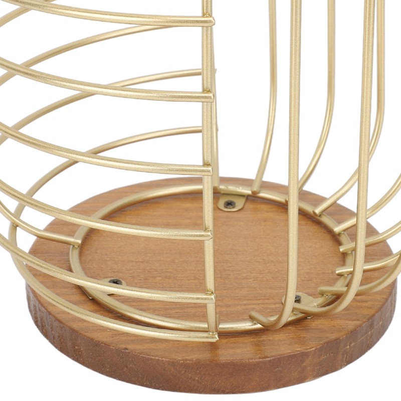 Coffee Pod Holder Iron Large Capacity Space Saving Wooden Base