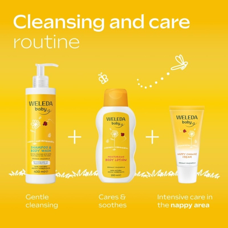 Weleda Baby Body Lotion, Calendula Moisturiser, Moisturising Cream for Baby,