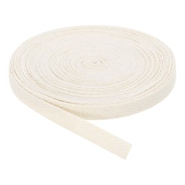 sourcing map Twill Tape, 1Pcs 11 Yard x 8mm - Cotton Fabric Ribbon, Roll Herringbone Tape for Clothing, Accessories, Bags (Beige White)