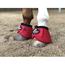 TGW RIDING 2520D Horse Bell Boots No-Turn Horse Bell Boots, Equine Ballistic Hoof Overreach Bell Boot, Pair (Red, L)
