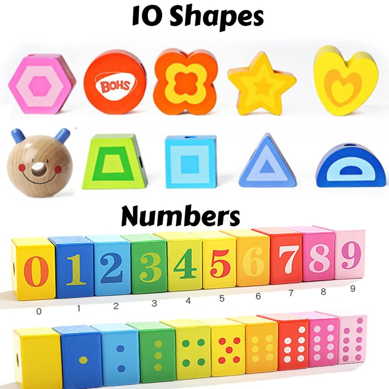 BOHS Caterpillar Threading Game - Toddler Learning Counting, Numbers and
