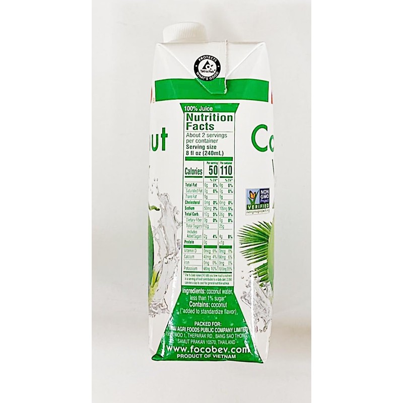 Coconut Water, 500mL, 16.9 fl oz, Less Than 1% Sugar,Pack