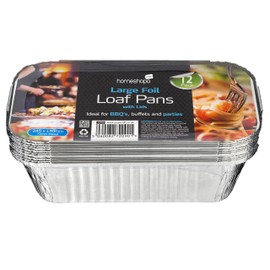 HOMESHOPA Large Aluminium Foil Loaf Containers with Lids, 12 Pack Disposable Reusable Foil Loaf Pan for Baking, Cooking, Meal Prep, Takeaway Tin, Food Storage & Takeout