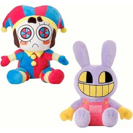 Maomoto The Amazing Digital Circus Plush Toys, Jax Plush Pomni Plushies Toy for TV Fans, Soft Cotton Pillow, Cute Stuffed Figure Doll Gifts for Kids Adults, Birthday Christmas Choice (2 Pieces)