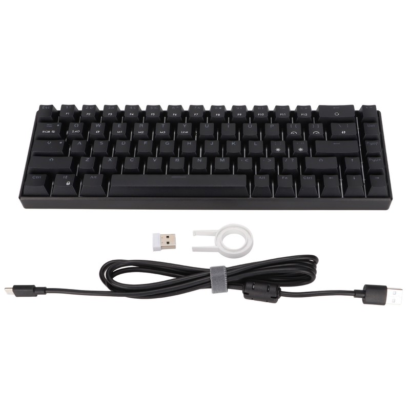 Wireless 2.4 G Mechanical Keyboard Black 68 Keys RGB Dynamic