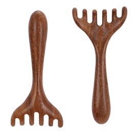 Goufaju 2 Pcs Protable Head Scratcher Scalp Massager, Wooden Massage Heads Comb