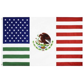 USA & Mexico Combination Flag 3x5ft USA & Mexico Combo Flag US/MEX 100D