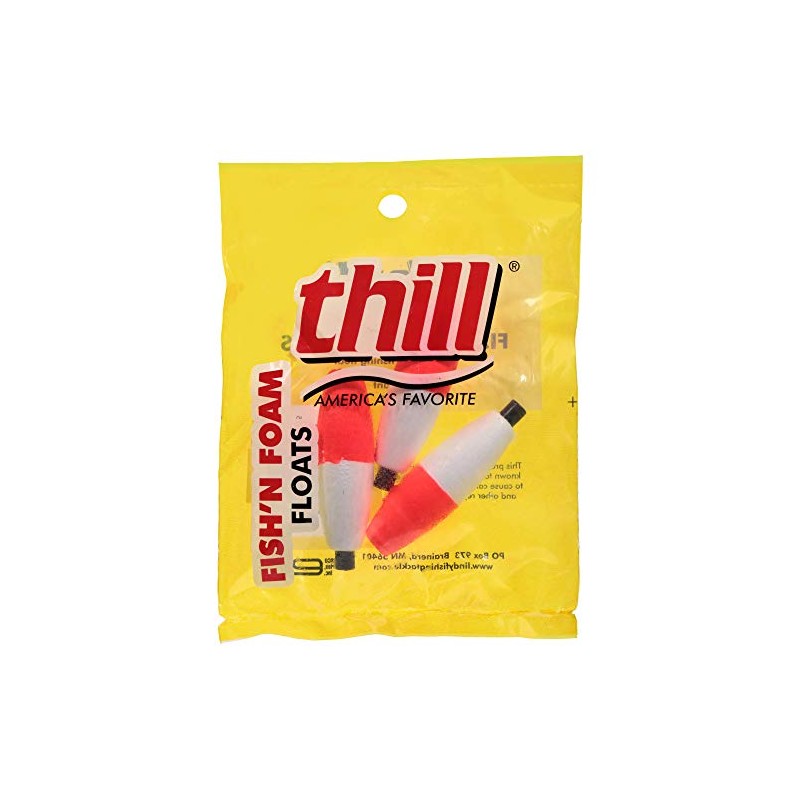 Thill Floats Fish'N Foam Cigar Floats, 2-Inch, Red/White