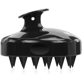 FREATECH Scalp Massager Hair Growth, Scalp Scrubber Shampoo Brush with Soft Silicone Bristles for Dandruff Removal and Hair Care, Wet & Dry Hair Massager Scalp Exfoliator for All Hair Types, Black