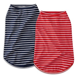 Koneseve Dog Shirt Vest Lightweight Stretchy Dog T-Shirts Soft Cool Sleeveless Stripe Vests Breathable Clothes for Puppy Kitty Cats Small Medium Large Dogs 2 Pack Red + Blue [ 4XL ]