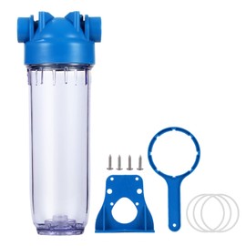 Geekpure 10-Inch Whole House Clear Water Filter Housing - 3/4" NPT Brass Port-Fit for 2.5" x 10" Filters (1)