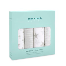 aden + anais essentials 100% Cotton Muslin Swaddle & Receiving Blanket for Baby Girls & Boys, 112x112cm, Newborn Swaddling Set, Infant & Toddler Shower Gift, 4 Pack, dusty