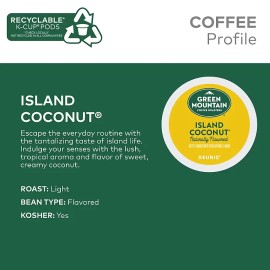 Green Mountain Coffee Roasters Island Coconut Coffee Keurig K-Cup Pods Light 24