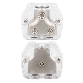 Walfront Car Ground Wire Distribution Out Amp Power Distribution Ground Distributor Connecting Block Speaker Power Splitter Negative 1x0GA in + 2x4GA Out DB‑003