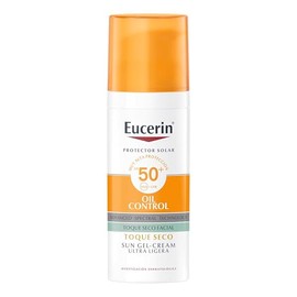 Eucerin. Protector solar facial efecto mate toque seco Oil Control 50 ml + Vichy Minéral 89. Ácido Hialurónico en suero diario para rostro + CeraVe. G