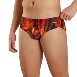 Sporti Catalyst Swim Brief - Athletic Swimsuit Short Training Bathing Suit for Swimmers - Competition Pool Training Swimwear for Men - Red/Orange - 34