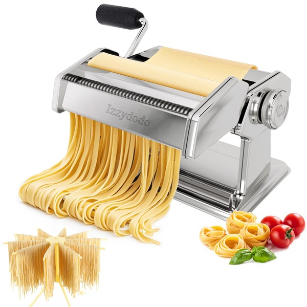Izzydodo Pasta Maker Set with 2-in-1 Roller & Cutter, Drying