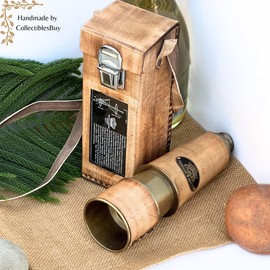 Antique Brass Handheld Spyglass Telescope – Pirate Style with Leather Case | Nautical Vintage Decor for Home Office