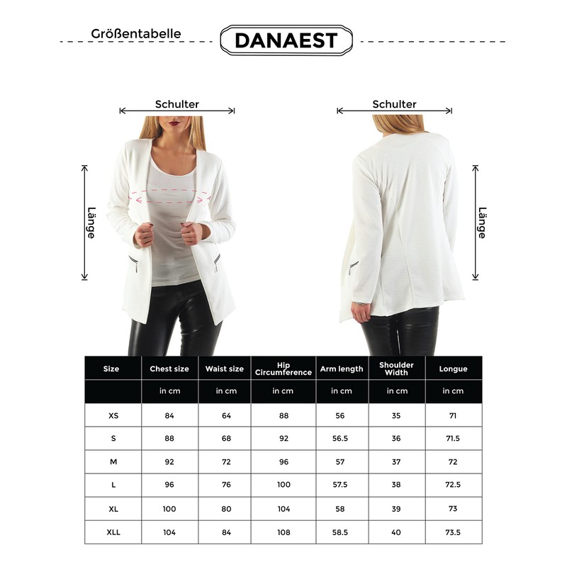 501 Women's Long Blazer (A-15) - black Plain, size: m