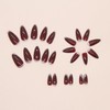 Wine Red Solid Color Press on Nails with Silver Glitter