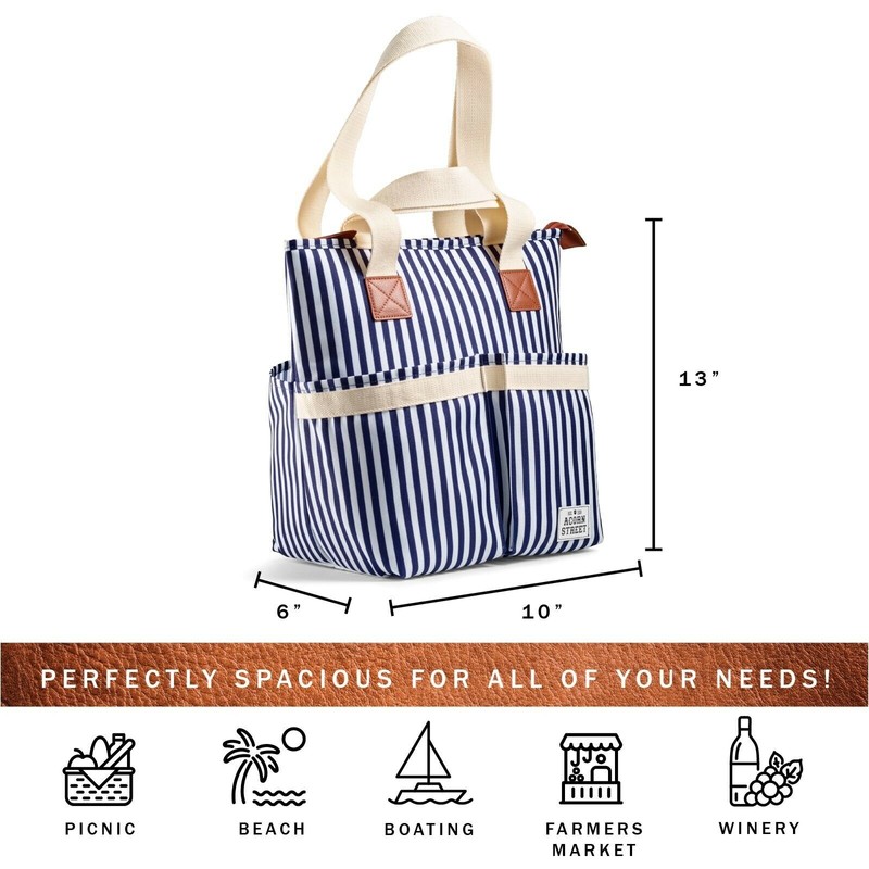 Acorn Street Insulated Cooler Tote carry bag by Fit +