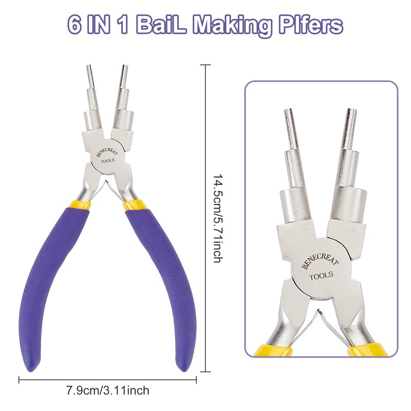 BENECREAT Multi-functional Pliers, 6-Ring Shape, Anti-Slip Handle, Carbon Steel, Multi-Size