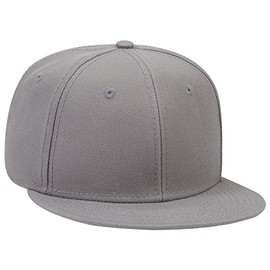 Otto SNAP Wool Blend Twill Round Flat Visor 6 Panel Pro Style Snapback Hat - Gray
