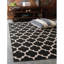 Unique Loom Trellis Collection Moroccan Lattice Black Area Rug (7' 0 x 10' 0)