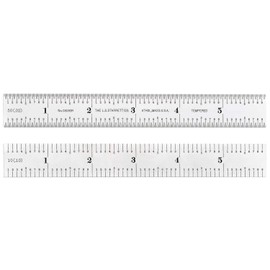 Starrett Spring Tempered Steel Rule with Satin Chrome Finish, Quick Reading and Inch Graduation - 6" Length, 6R Graduation Type, 3/64" Thickness - C606R-6