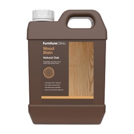 Furniture Clinic Wood Stain | Natural Oak | Water Based | Fast Drying, Low Odor, & Non-Toxic | for Indoor & Outdoor Furniture and More | Multiple Finishes | (85oz / 2.5L)