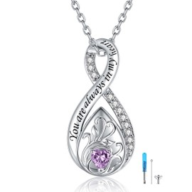 Sterling Silver Urn Necklace for Ashes for Women: Infinity Cremation Jewelry for Women - Ashes Keepsake Pendant Memorial Jewelry Gifts for A Loss of Loved Ones, 23.5*12mm, 925, Cubic Zirconia