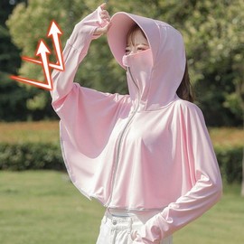 Women's Hooded UV Protection Golf Sun Cap & Face Mask - 4 Colors Cap Pink FREE
