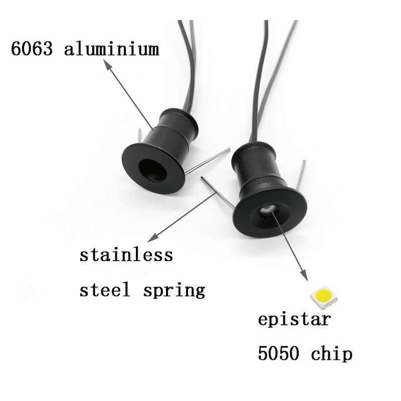 Mini LED Headlight, 9 Pieces, 12 V, 1 W Recessed