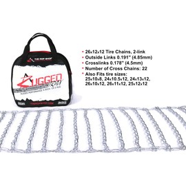 The ROP Shop | 2 Link TIRE Chains & TENSIONERS 26x12x12 for Kubota Lawn Mower Garden Tractor