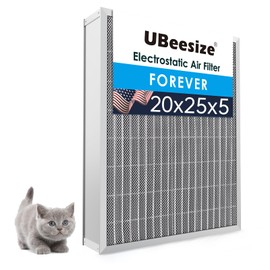 UBeesize 20x25x5 Reusable Air Filter HVAC AC Furnace Filter,Washable, Lasts a Lifetime,Permanent Filter,For Lennox (X6673), Honeywell (FC100A1037),Carrier,and More(Actual Size:19.88x24.72x4.33Inch)