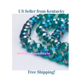 30 pcs 6x4mm Blue Zircon AB Rondelle Crystals, for Jewelry making 4x6mm